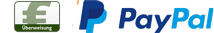 Wir akzeptieren PayPal, SOFORT Überweisung und Banküberweisung